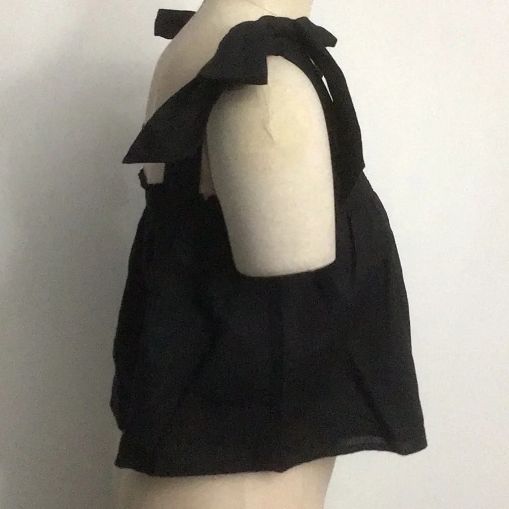 NWT Something Navy Tie Shoulder Top in Black Size Small - Picture 4 of 12